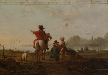 Paysage hollandais avec figures, fin 18ème-début 19ème siècle
