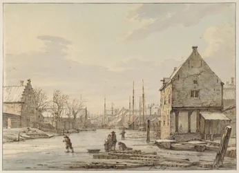 Vue près des remparts de Dordrecht en hiver