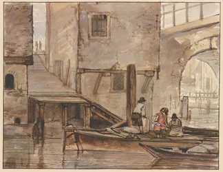 Canal avec deux barques à rames