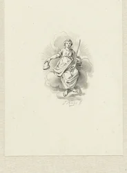 Figure féminine allégorique assise sur les nuages
