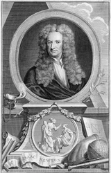 Isaac Newton 1642-1727, mathématicien, astronome et physicien anglais, 1738