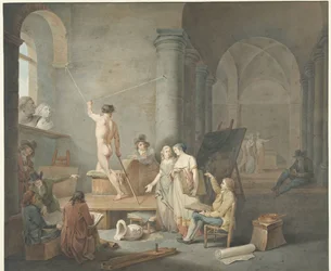 Dessin de modèle dans un vieux bâtiment