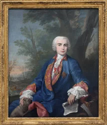 Le castrat soprano Carlo Broschi, dit Farinelli (1705-1782). Le chanteur porte la médaille de l
