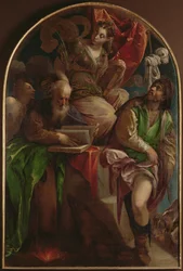 Sainte Justine de Padoue en trône avec Saint Sébastien, Saint Antoine Abbé et Saint Roch, vers 1557-60