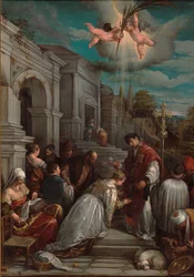 Saint Valentin baptisant Sainte Lucilla, 1575