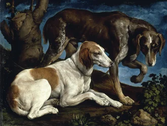 Deux chiens de chasse, 1548-1549