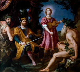 Le jugement de Midas, entre le satyre Marsyas et Apollon