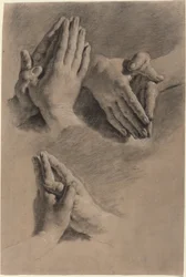 Trois études de mains jointes en prière