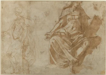 Sainte Cécile et une Figure Féminine Assise Tenant un Livre