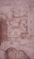 Vue du monastère de La Verna, porte d