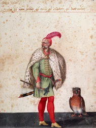 Soldat turc avec chouette, dessin par Jacopo Ligozzi (1547-1627)