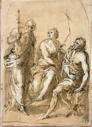 Sainte Justine de Padoue en trône, avec les saints Jacques le Mineur et Jean-Baptiste