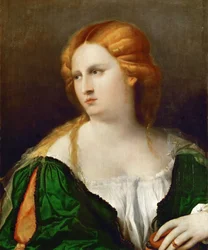 Jeune femme en robe verte, une boîte à la main, ca 1514