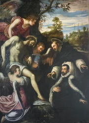 Christ mort soutenu par trois anges, saint Dominique et donateur