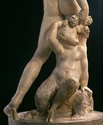 Bacchus, détail de la moitié inférieure, sculpture de Jacopo Sansovino (1486-1570)