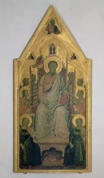 Saint Barthélemy en trône avec des anges