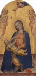 Madone et enfant avec Dieu le Père bénissant et anges