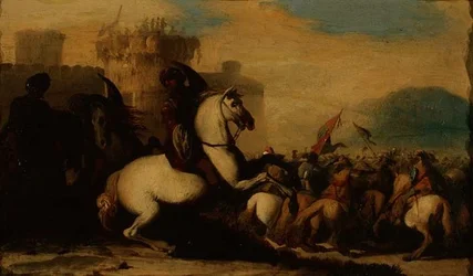 Engagement de cavalerie devant un fort