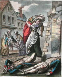 Femmes aidant les blessés pendant la Révolution française, gravé par Labrousse, c.1795