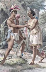 Un couple indien Naudowessie dans leur village