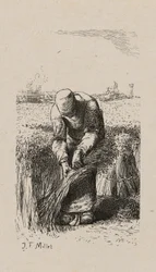 Femme tirant du lin