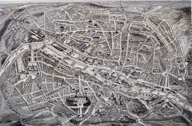 Carte de Paris en relief et vue d