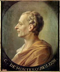 Portrait du philosophe et penseur politique français Charles de Secondat, Baron de la Brède et de Montesquieu (1689-1755). Portrait de Jacques Antoine Dassier (vers 1728)