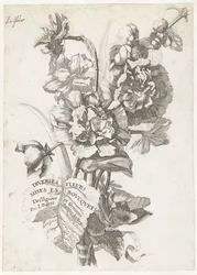 Page de titre avec un bouquet de pivoines