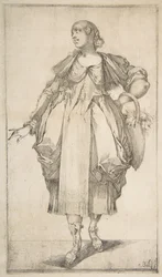 Jardinière avec un panier sur le bras, de la série Hortulanae, 1612-16