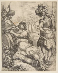 Figures militaires devant une ville, 1595-1616