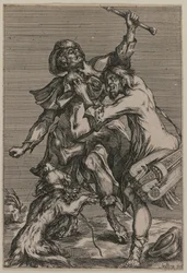 Deux mendiants se battant