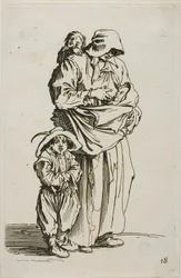 Une mère avec ses trois enfants, planche 18 des Mendiants