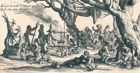 Un campement des premiers gitans en Europe centrale, vers 1604, 1907