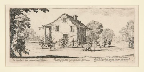 Scène de bataille devant une maison, des Misères et désastres de la guerre, #4 d