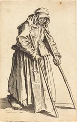 Mendiante avec des béquilles