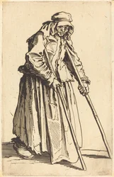 Mendiante avec des béquilles