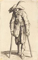 Mendiant avec une jambe de bois
