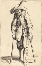 Mendiant avec une jambe de bois