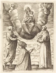 Boniface VIII avec les Saints François et Crispin Adorant la Vierge et l