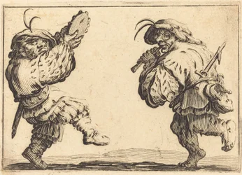 Danseurs avec flûte et tambourin, vers 1617