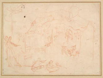 Études de figures (recto) ; Décor de scène (verso)