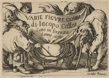 Frontispice, des Varie Figure Gobbi, suite appelée aussi Les Bossus, Les Pygmées, Les..., 1616-22