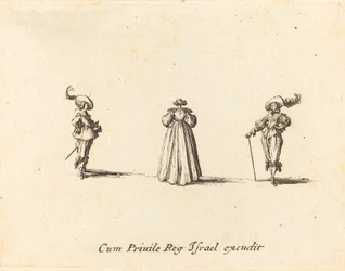 Dame vue de dos, et deux messieurs
