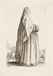 Dame en longue voile et robe bordée de fourrure, de la série « La Noblesse de Lorraine »