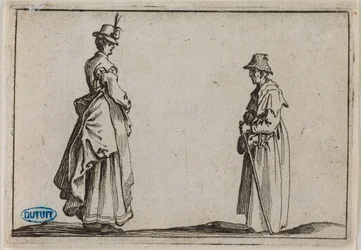 Les Caprices, deux femmes de profil. Dix-neuvième numéro de la suite de 50 pièces gravées à Florence (Lieure 232, Meaume 804)