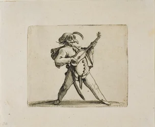 Comédien Masqué Jouant de la Guitare, de Varie Figure Gobbi
