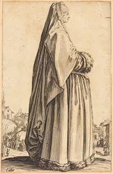 Noble dame portant un voile et une robe garnie de fourrure