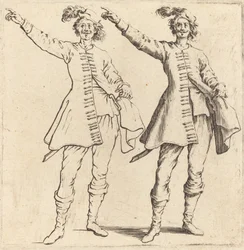 Officier, bras tendu, vue de face