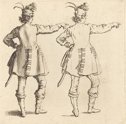 Officier avec des plumes dans le chapeau, vu de dos