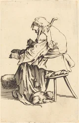 Vieille femme avec des chats